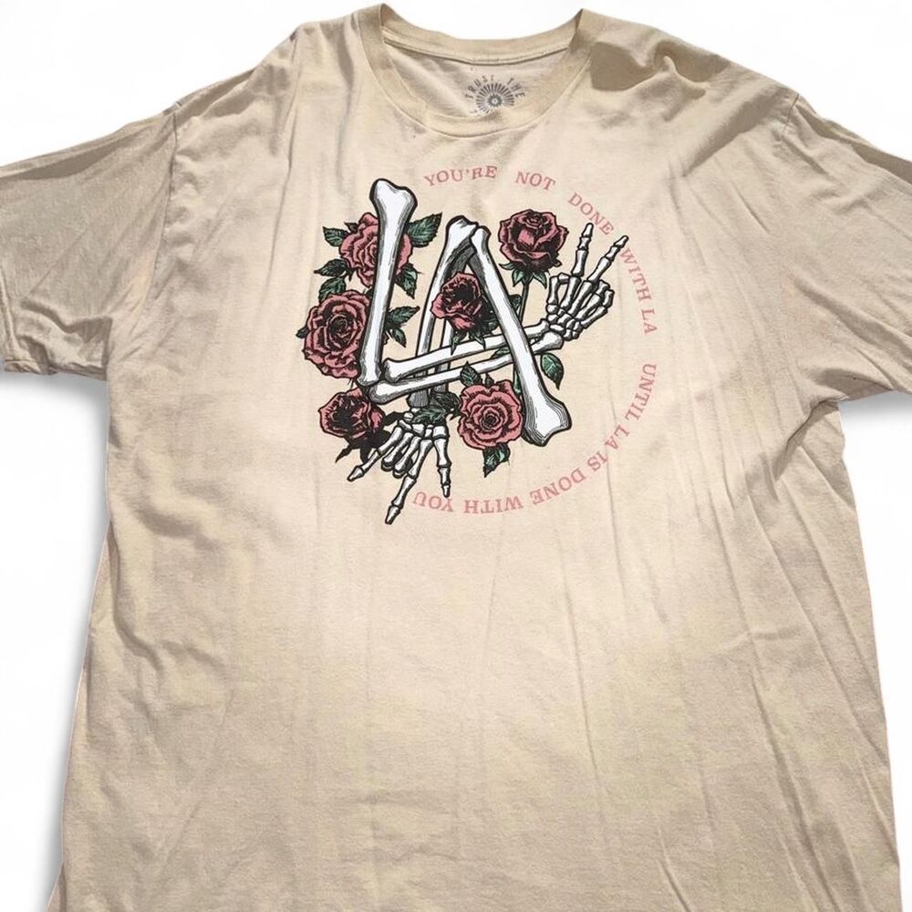 Los-angeles-apparel Men's Cream and Tan T-shirt